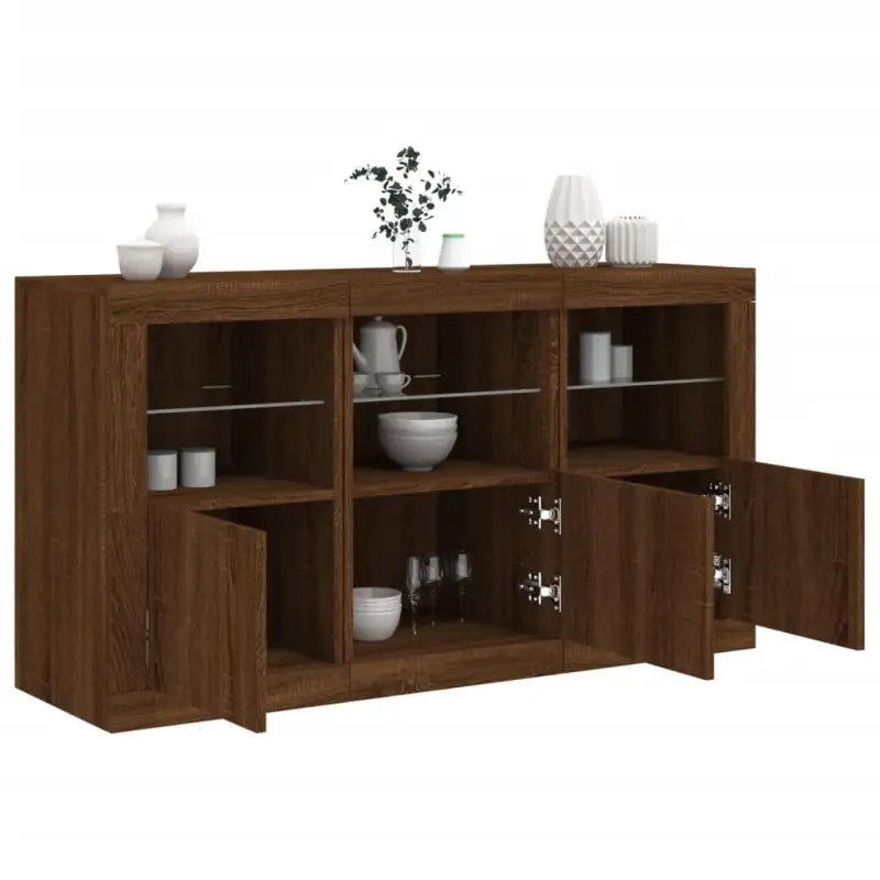 Moderne dressoir met rgb led-verlichting en hoogwaardig bewerkt hout - bruin eikenkleur / 1 - Dressoirs & buffetkasten