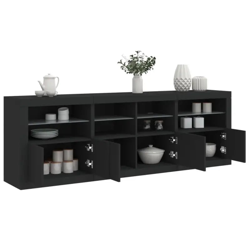 Moderne dressoir met rgb led-verlichting en hoogwaardig bewerkt hout - Zwart / 1 - Dressoirs & buffetkasten