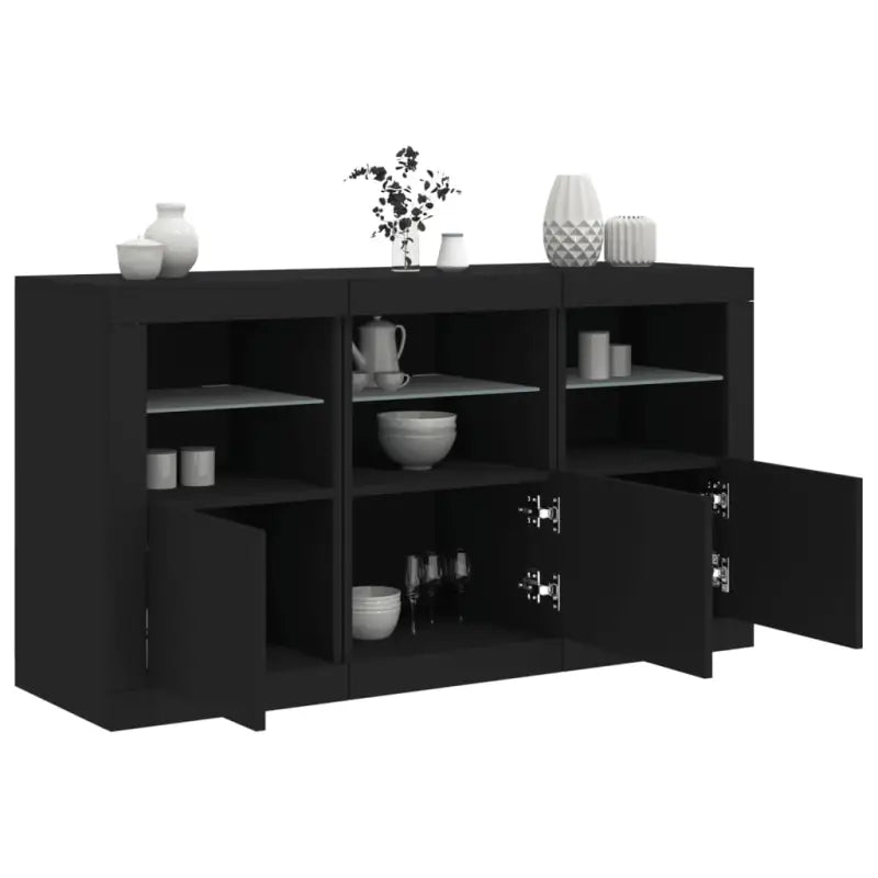 Moderne dressoir met rgb led-verlichting en hoogwaardig bewerkt hout - Zwart / 1 - Dressoirs & buffetkasten