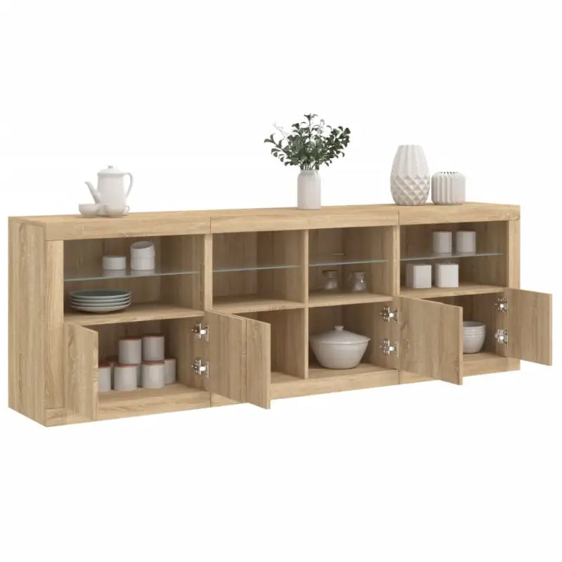 Moderne dressoir met rgb led-verlichting en hoogwaardig bewerkt hout - Sonoma eiken / 1 - Dressoirs & buffetkasten