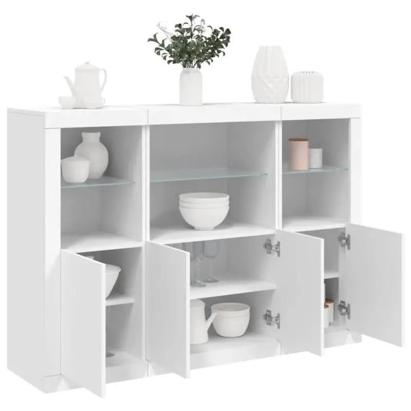 Moderne dressoirs van bewerkt hout met LED-verlichting en duurzame kwaliteit - Wit / 3 - Dressoirs & buffetkasten