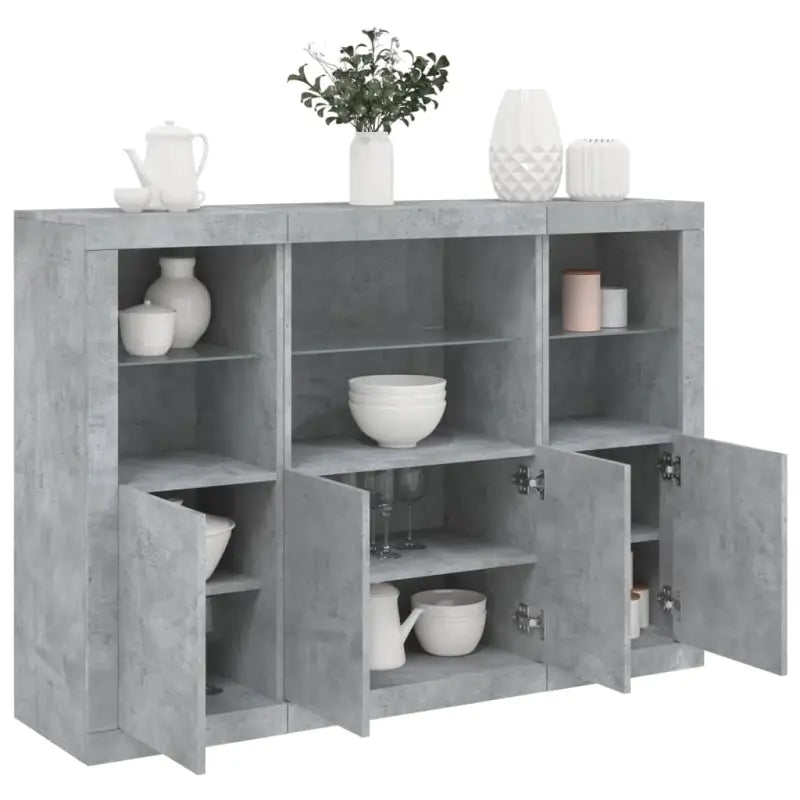 Moderne dressoirs van bewerkt hout met LED-verlichting en duurzame kwaliteit - Betongrijs / 3 - Dressoirs & buffetkasten