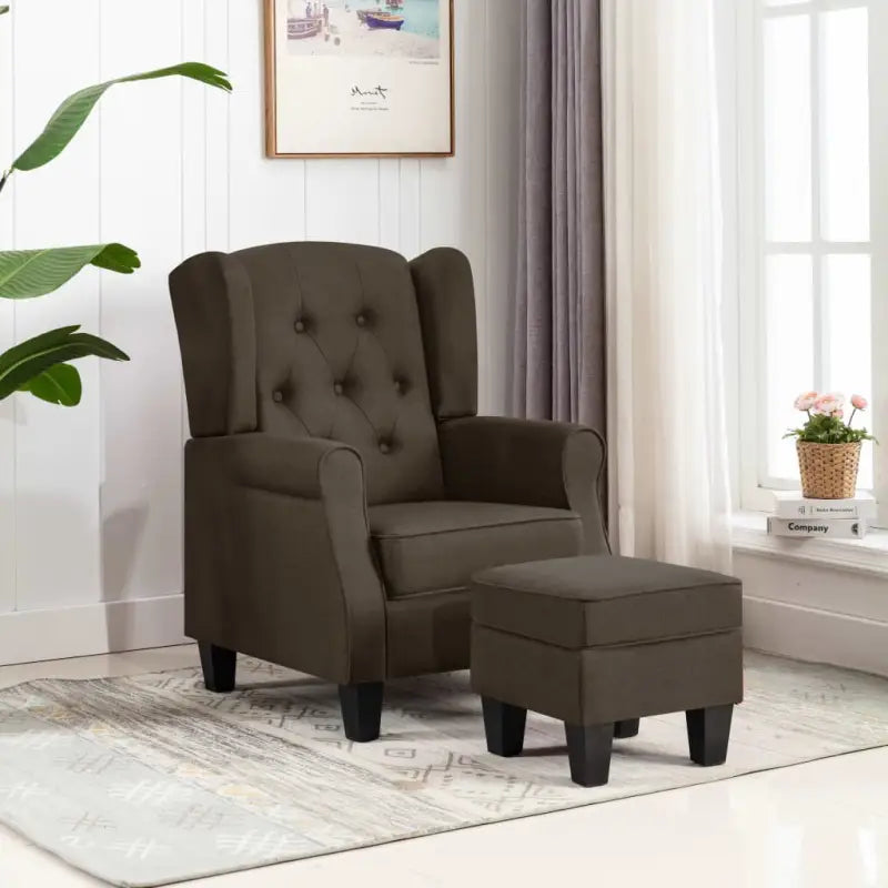 Moderne fauteuil met voetenbankje voor een stijlvolle leefruimte - Bruin / 1 - Fauteuils & Relaxfauteuils