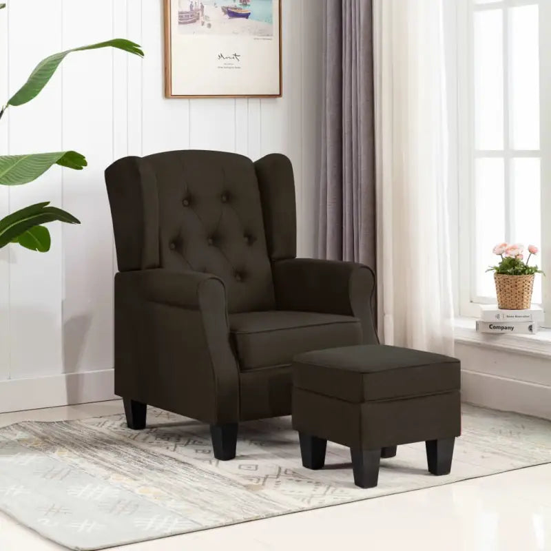 Moderne fauteuil met voetenbankje voor een stijlvolle leefruimte - Donkerbruin / 1 - Fauteuils & Relaxfauteuils