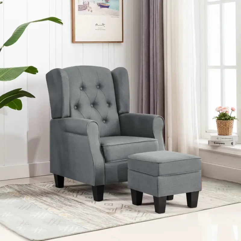 Moderne fauteuil met voetenbankje voor een stijlvolle leefruimte - Lichtgrijs / 1 - Fauteuils & Relaxfauteuils