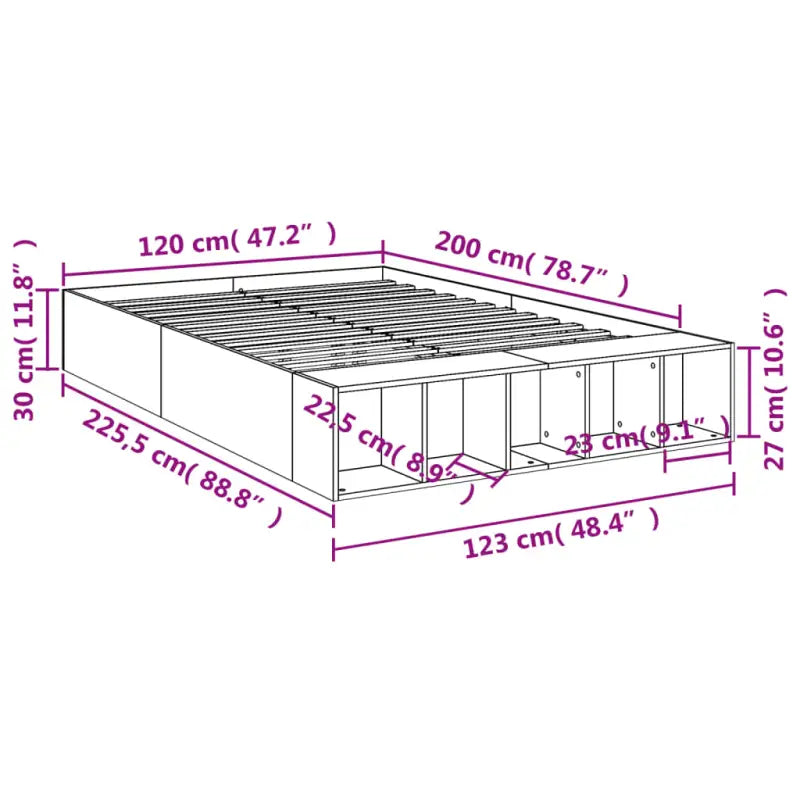 Moderne Grijs Sonoma Bedframe van Bewerkt Hout voor de Slaapkamer - Bedden & bedframes