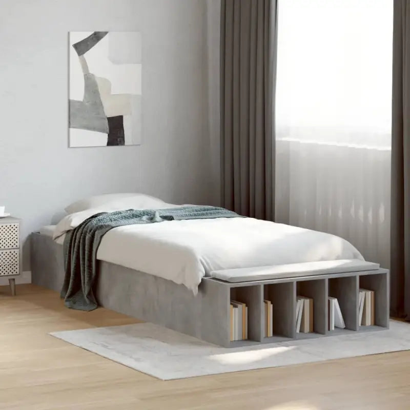 Moderne Grijs Sonoma Bedframe van Bewerkt Hout voor de Slaapkamer - Betongrijs / 100 x 200 cm - Bedden & bedframes