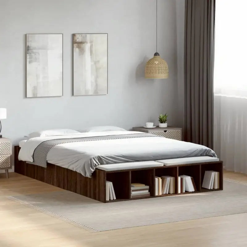 Moderne Grijs Sonoma Bedframe van Bewerkt Hout voor de Slaapkamer - bruin eikenkleur / 120 x 200 cm - Bedden & bedframes