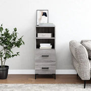 Moderne grijs sonoma dressoir met metalen poten en bewerkt hout - Dressoirs & buffetkasten