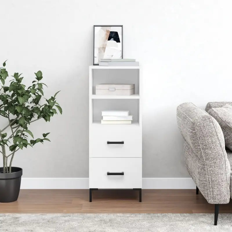 Moderne grijs sonoma dressoir met metalen poten en bewerkt hout - Wit / 1 - Dressoirs & buffetkasten