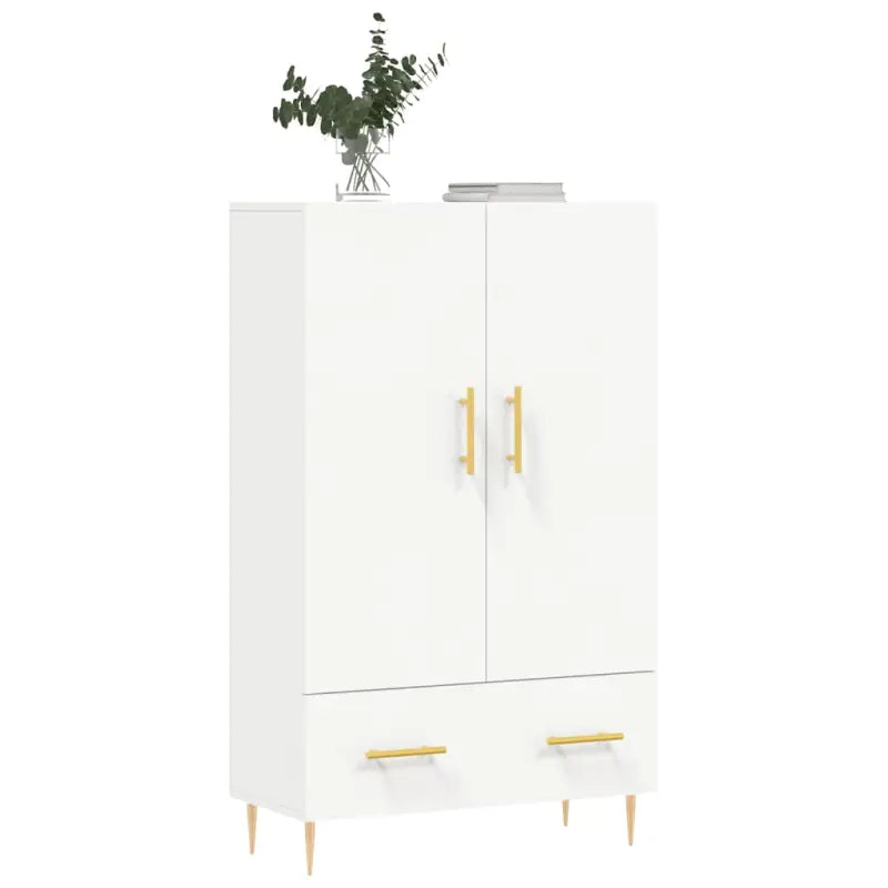 Moderne hoge kast met metalen poten van bewerkt hout - Dressoirs & buffetkasten