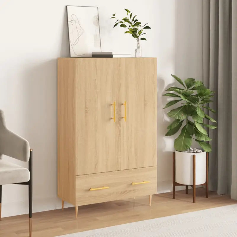 Moderne hoge kast met metalen poten van bewerkt hout - Sonoma eiken / 1 - Dressoirs & buffetkasten