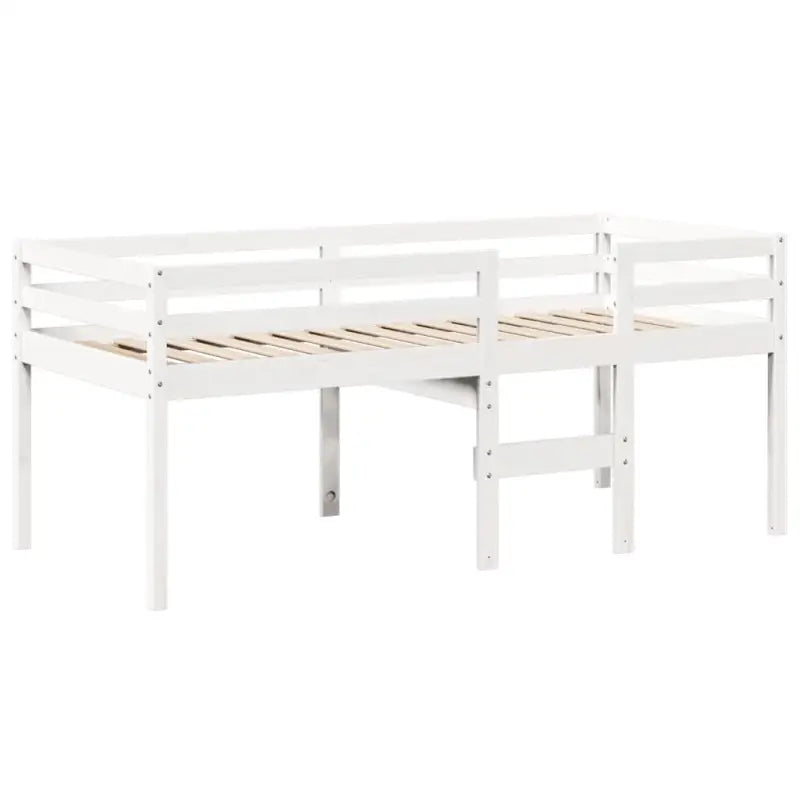 Moderne hoogslaper in massief grenenhout met open zijdeur in wit materiaal - Bedden & bedframes
