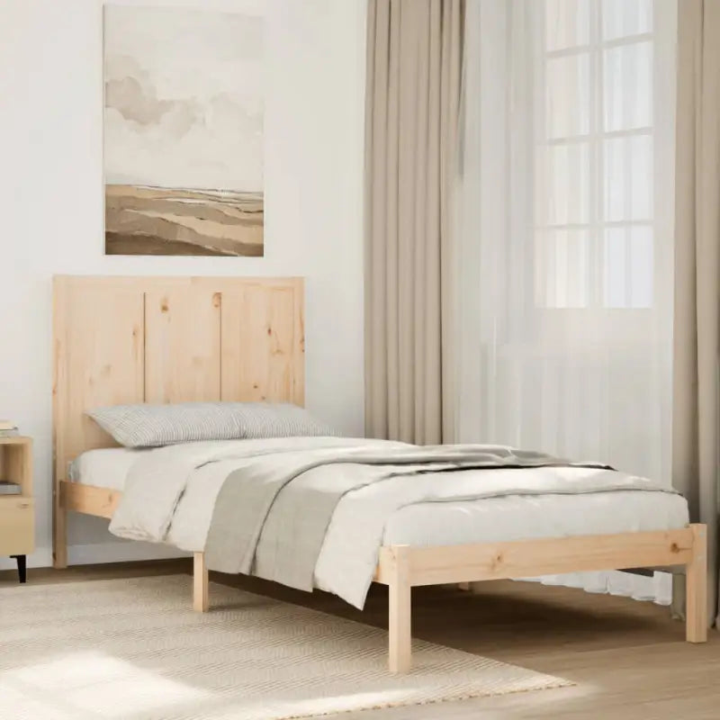 Moderne houten bedframe van massief grenenhout inclusief levering bevat - Naturel / 100 x 220 cm - Bedden & bedframes