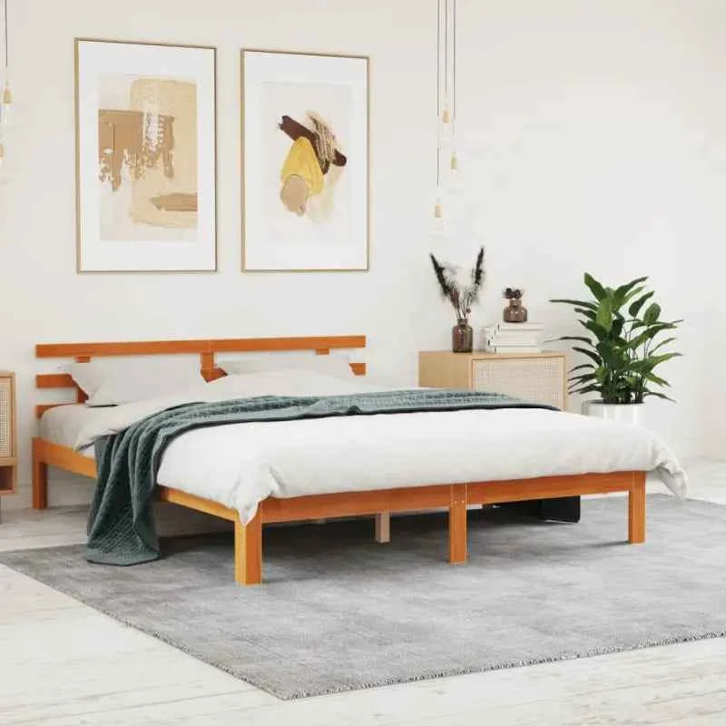Moderne houten bedframe van massief grenenhout met levering bevat