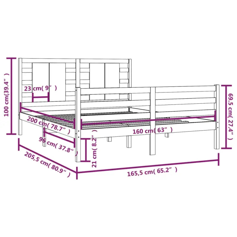 Moderne houten bedframe van massief grenenhout met levering bevat - Bedden & bedframes