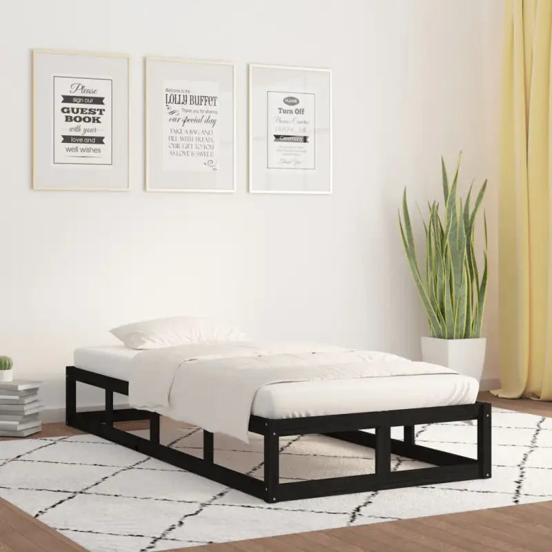 Moderne houten bedframe van massief grenenhout voor een stijlvolle slaapkamer - Zwart / 90 x 190 cm - Bedden & bedframes