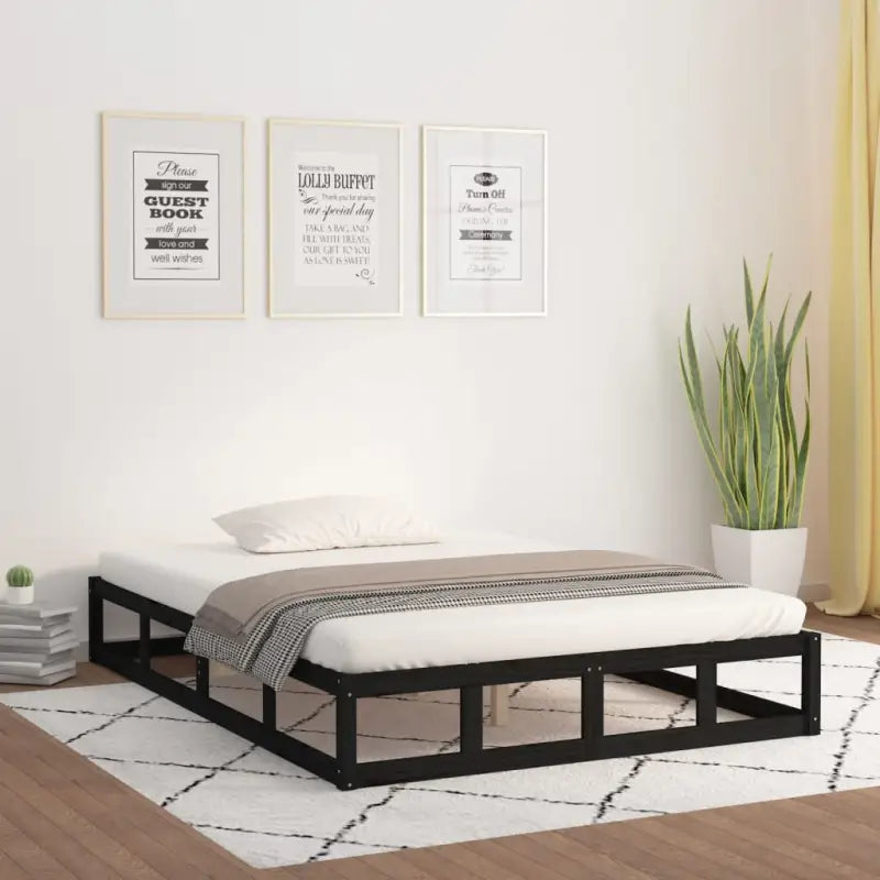 Moderne houten bedframe van massief grenenhout voor een stijlvolle slaapkamer - Zwart / 180 x 200 cm - Bedden &