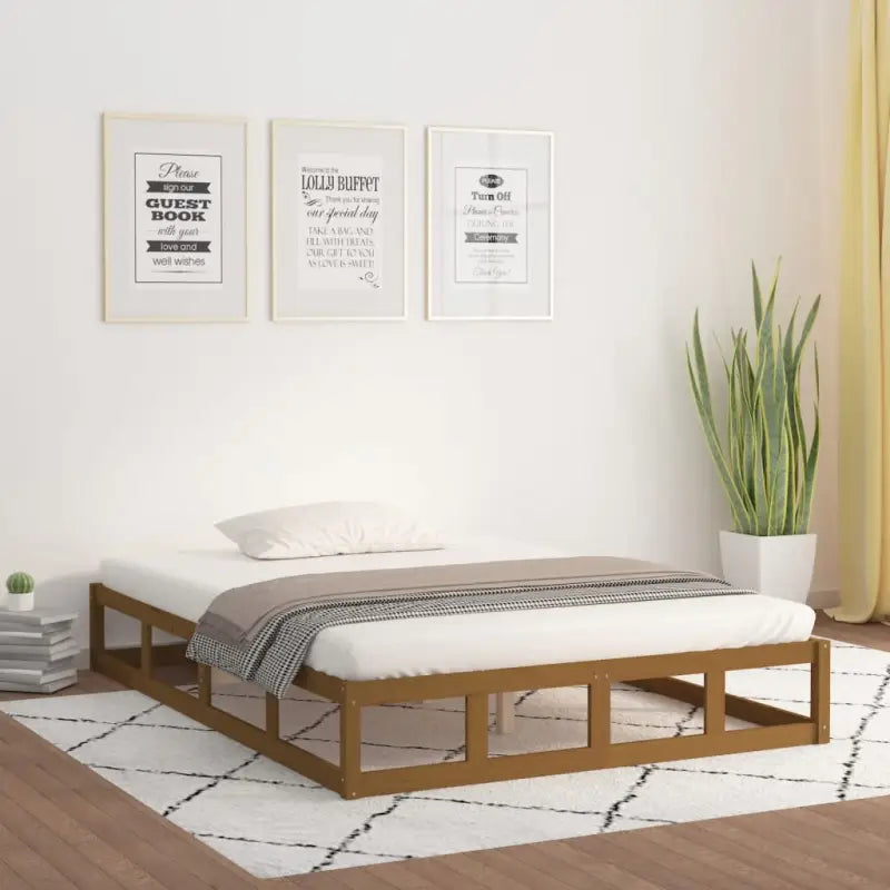 Moderne houten bedframe van massief grenenhout voor een stijlvolle slaapkamer - Honingbruin / 120 x 190 cm - Bedden &