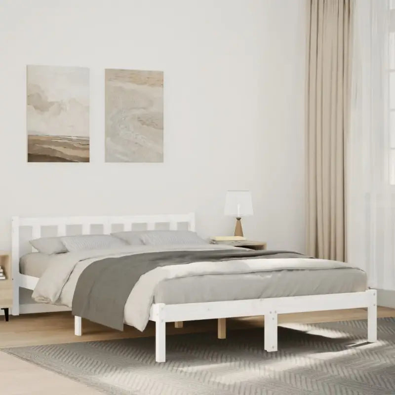 Moderne houten bedframe van massief grenenhout voor stijlvolle slaapkamers - Wit / 160 x 210 cm - Bedden & bedframes