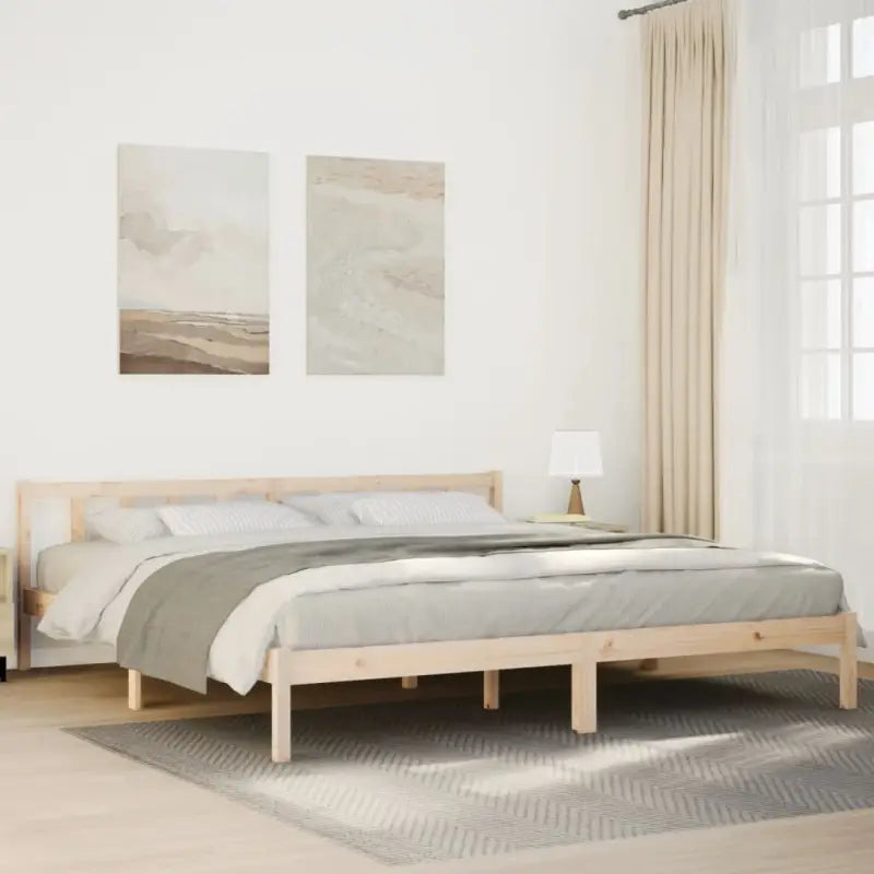 Moderne houten bedframe van massief grenenhout voor stijlvolle slaapkamers - Naturel / 200 x 220 cm - Bedden & bedframes