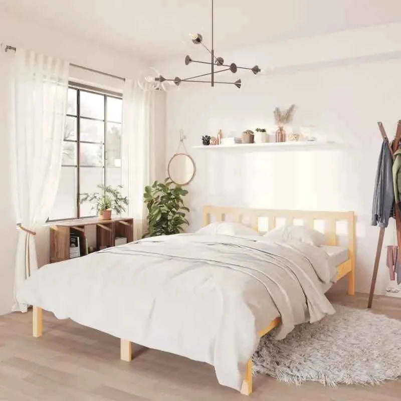 Moderne houten bedframe van massief grenenhout voor stijlvolle slaapkamers