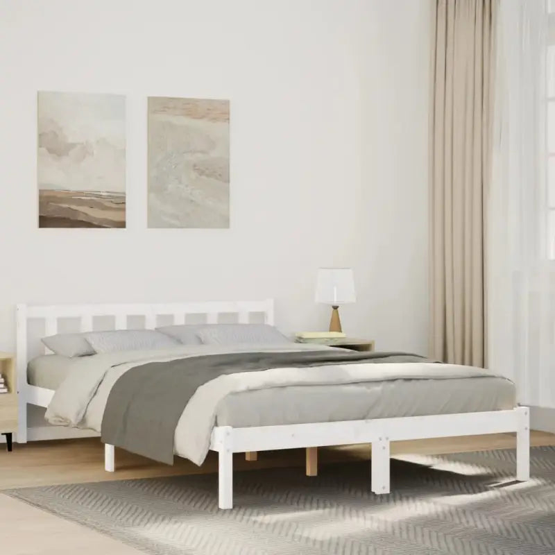 Moderne houten bedframe van massief grenenhout voor stijlvolle slaapkamers - Wit / 140 x 220 cm - Bedden & bedframes