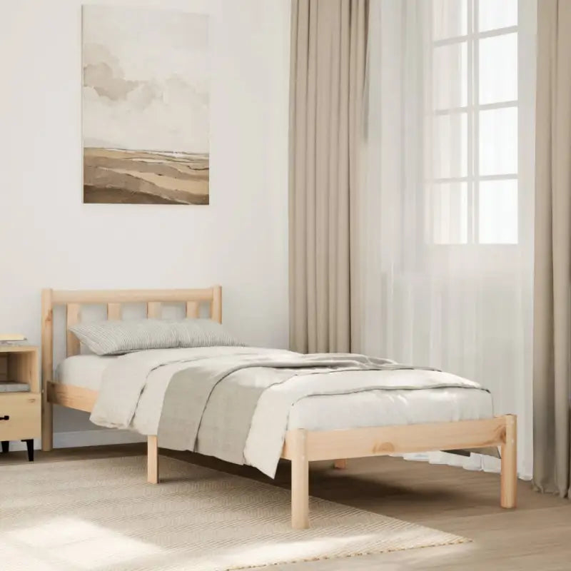 Moderne houten bedframe van massief grenenhout voor stijlvolle slaapkamers - Naturel / 80 x 210 cm - Bedden & bedframes