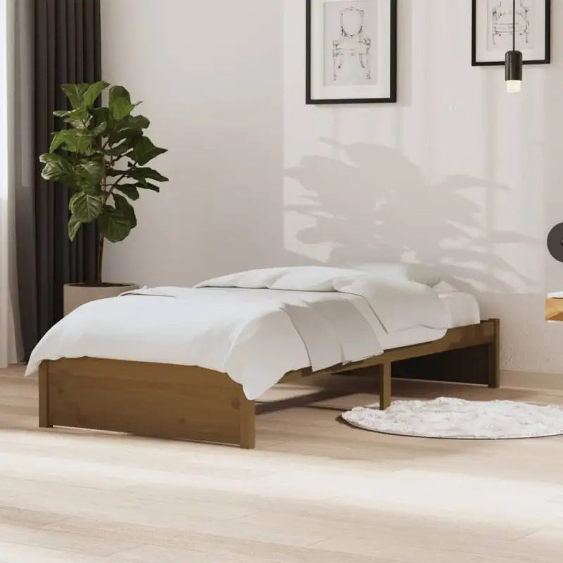 Moderne houten bedframes van massief grenenhout voor een stijlvolle slaapkamer - Honingbruin / 90 x 190 cm - Bedden &