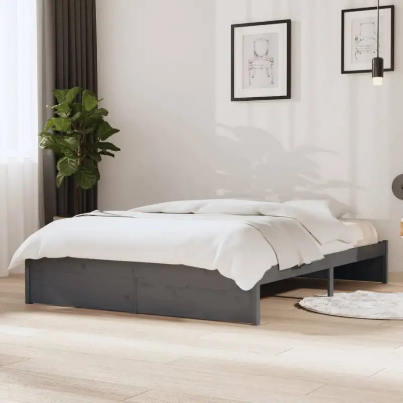 Moderne houten bedframes van massief grenenhout voor een stijlvolle slaapkamer - Grijs / 135 x 190 cm - Bedden &