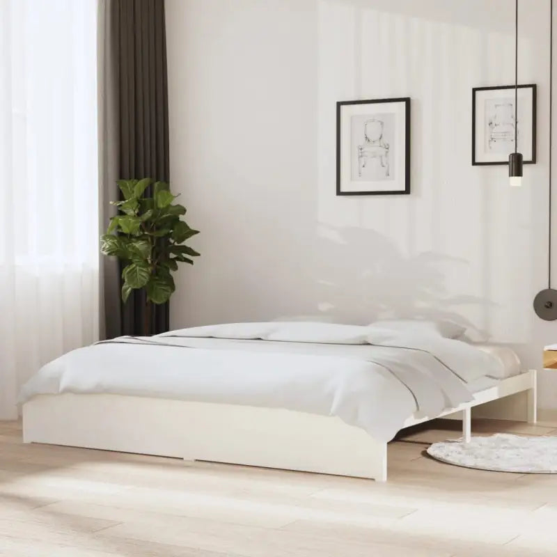 Moderne houten bedframes van massief grenenhout voor een stijlvolle slaapkamer - Wit / 200 x 200 cm - Bedden & bedframes