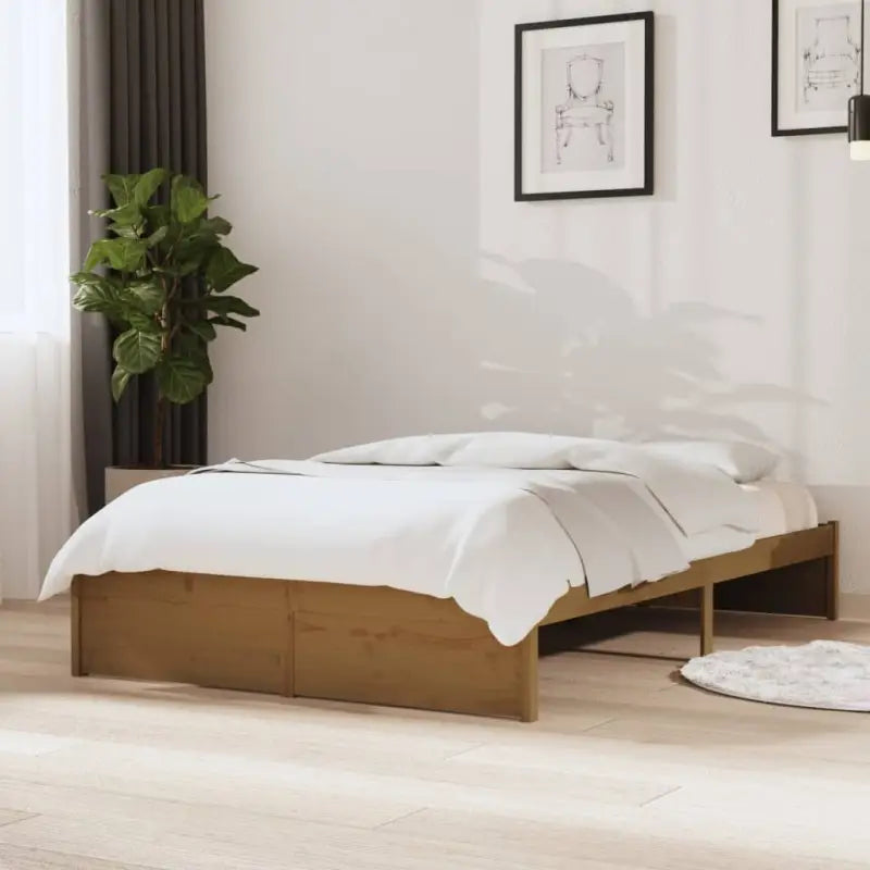 Moderne houten bedframes van massief grenenhout voor een stijlvolle slaapkamer - Honingbruin / 120 x 190 cm - Bedden &