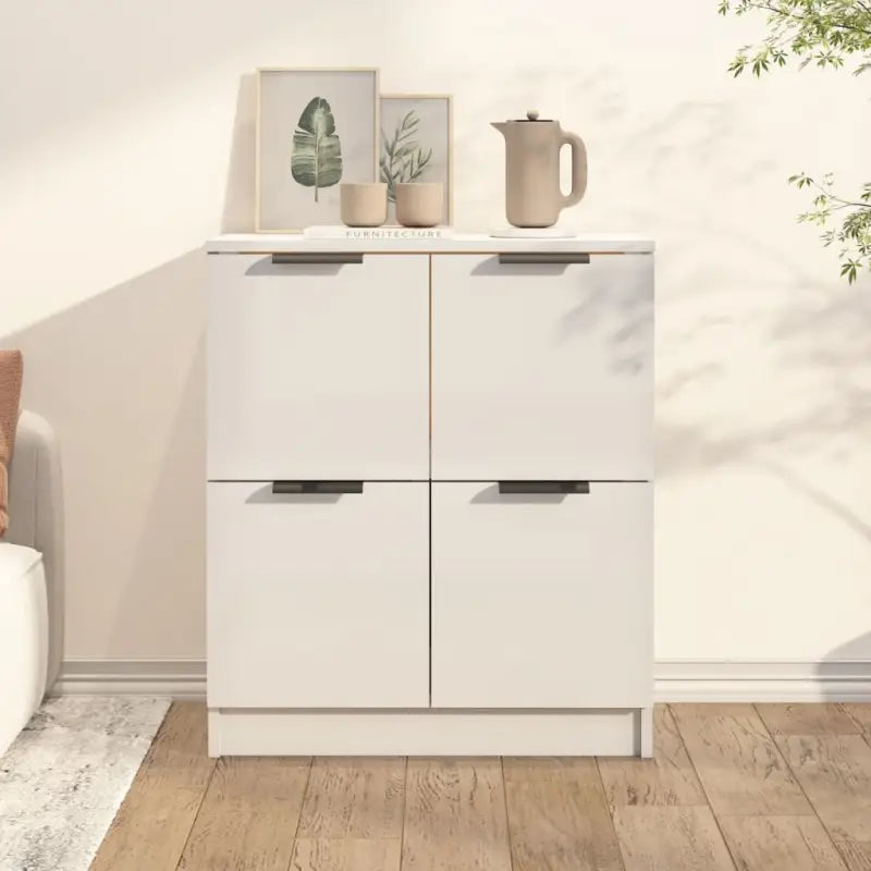 Moderne houten dressoirs met bewerkt hout en stevig blad - Hoogglans wit / 1 - Dressoirs & buffetkasten