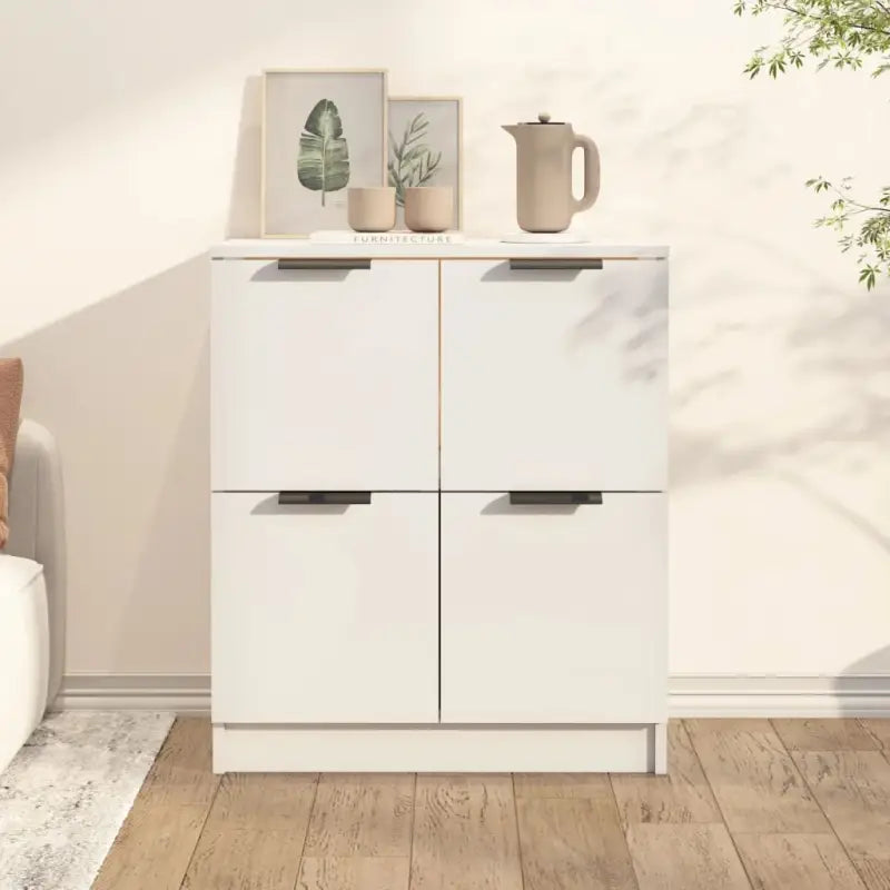 Moderne houten dressoirs met bewerkt hout en stevig blad - Wit / 1 - Dressoirs & buffetkasten