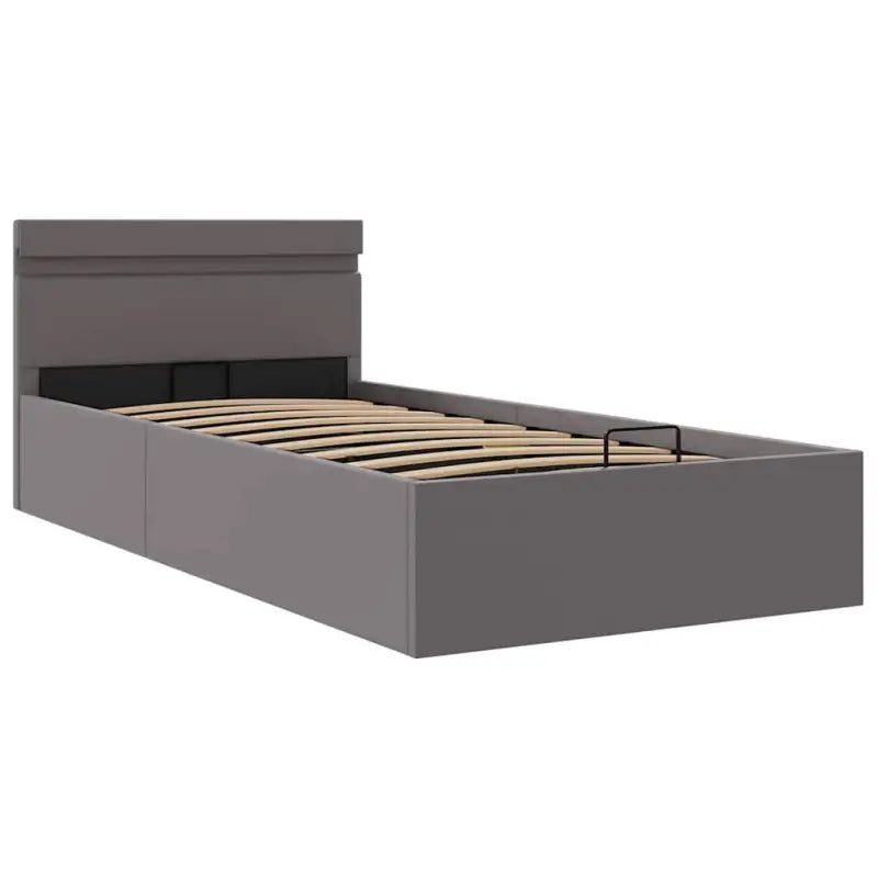 Moderne hydraulische eenpersoonsbed met multiplex lattenbodem en kunstleren bekleding - Bedden & bedframes