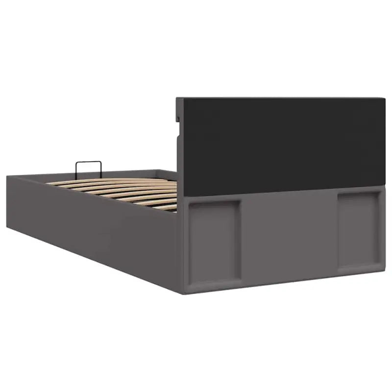 Moderne hydraulische eenpersoonsbed met multiplex lattenbodem en kunstleren bekleding - Bedden & bedframes