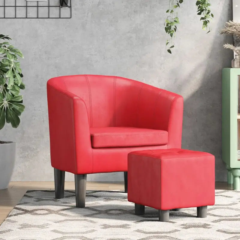 Moderne kuipstoel met duurzaam materiaal voor woonkamer en kantoor - Rood / 1 / Met voetenbank - Fauteuils &