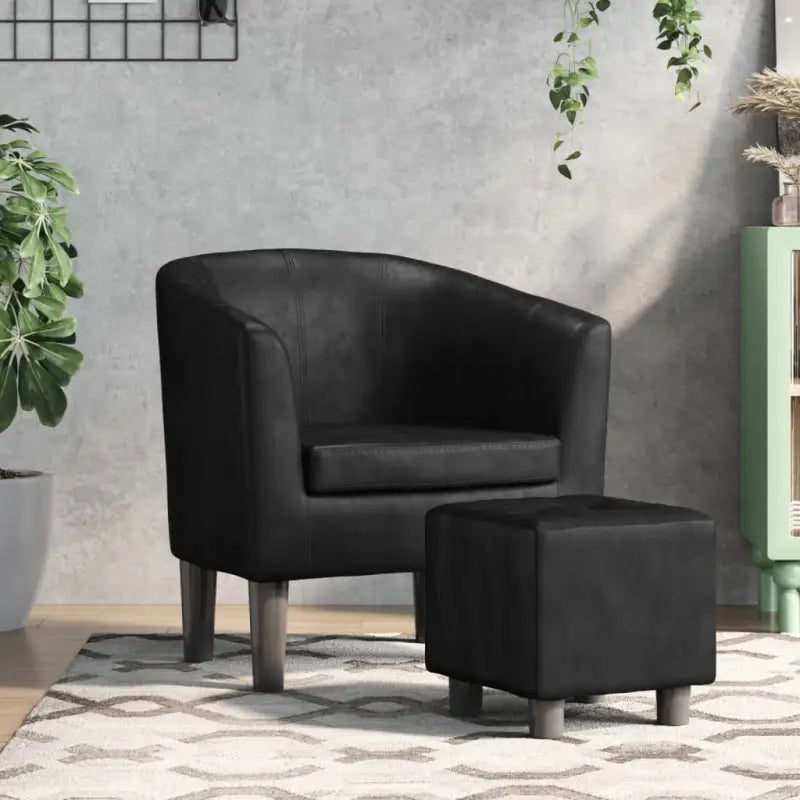 Moderne kuipstoel met duurzaam materiaal voor woonkamer en kantoor - Zwart / 1 / Met voetenbank - Fauteuils &