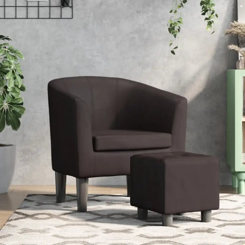 Moderne kuipstoel met duurzaam materiaal voor woonkamer en kantoor - Bruin / 1 / Met voetenbank - Fauteuils &