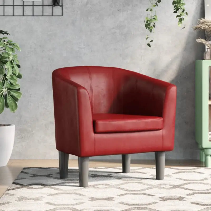 Moderne kuipstoel met duurzaam materiaal voor woonkamer en kantoor - Wijnrood / 1 / Zonder voetenbank - Fauteuils &