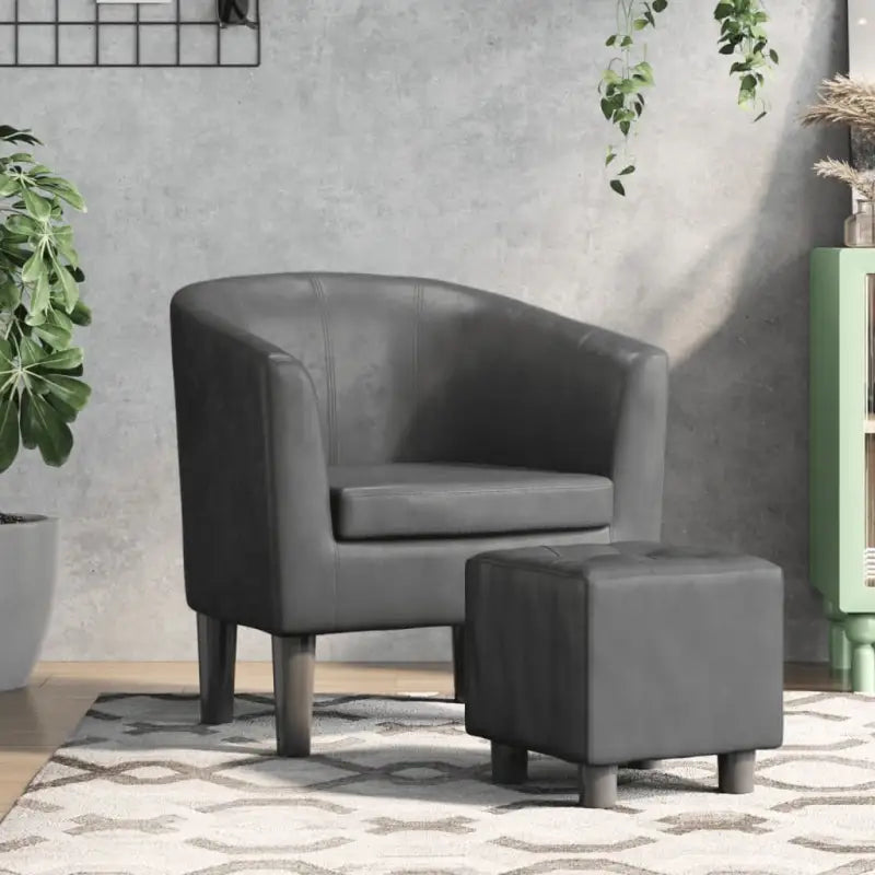 Moderne kuipstoel met duurzaam materiaal voor woonkamer en kantoor - Grijs / 1 / Met voetenbank - Fauteuils &