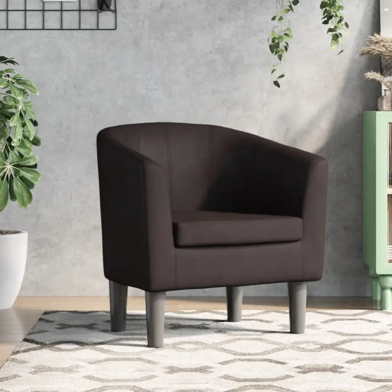 Moderne kuipstoel met duurzaam materiaal voor woonkamer en kantoor - Bruin / 1 / Zonder voetenbank - Fauteuils &