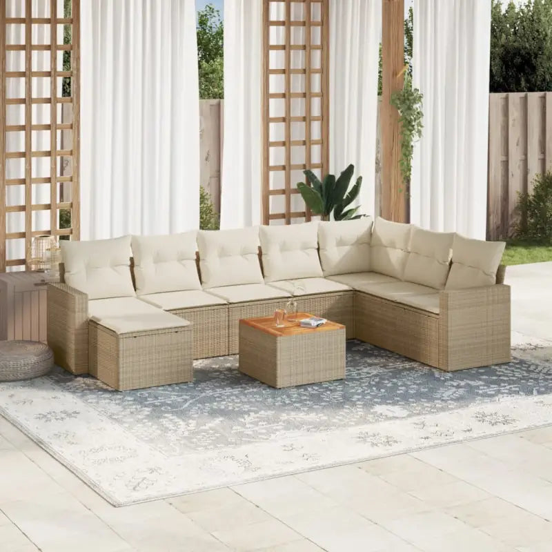 Moderne loungeset in grijs materiaal met gepoedercoat staal en waterdichte tas - beige en crèmekleurig - Tuinsets