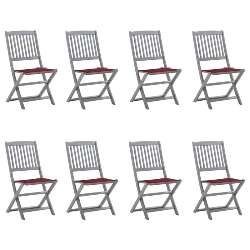 Moderne massief acaciahout tuinstoelen met kussens voor buiten eten - Wijnrood / 8 - Tuinstoelen
