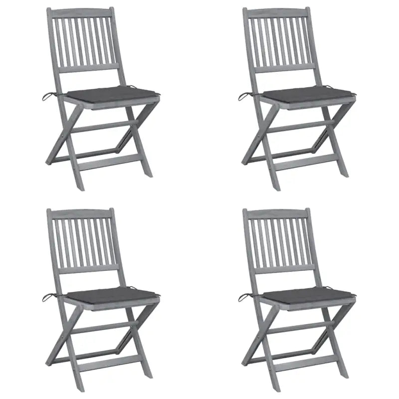 Moderne massief acaciahout tuinstoelen met kussens voor buiten eten - Antraciet / 4 - Tuinstoelen