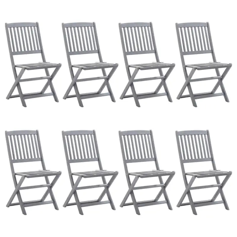 Moderne massief acaciahout tuinstoelen met kussens voor buiten eten - Grijs ruitpatroon / 8 - Tuinstoelen
