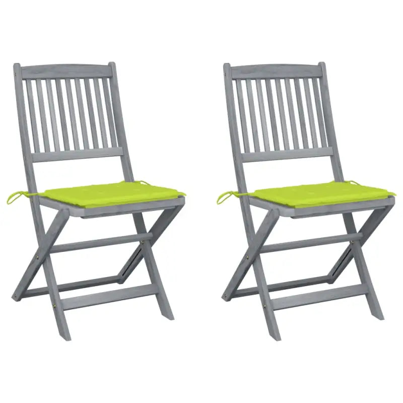 Moderne massief acaciahout tuinstoelen met kussens voor buiten eten - Heldergroen / 2 - Tuinstoelen