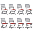 Moderne massief acaciahout tuinstoelen met kussens voor buiten eten - Rood / 8 - Tuinstoelen