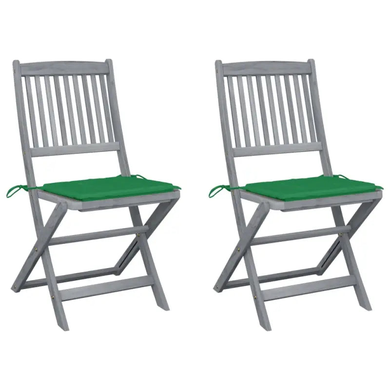 Moderne massief acaciahout tuinstoelen met kussens voor buiten eten - Groen / 2 - Tuinstoelen