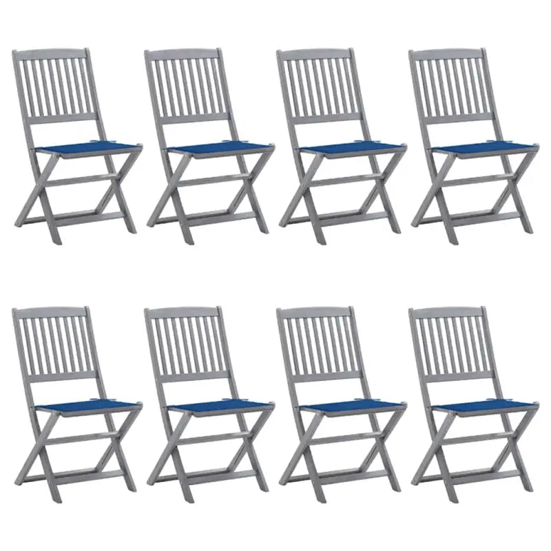 Moderne massief acaciahout tuinstoelen met kussens voor buiten eten - koningsblauw / 8 - Tuinstoelen